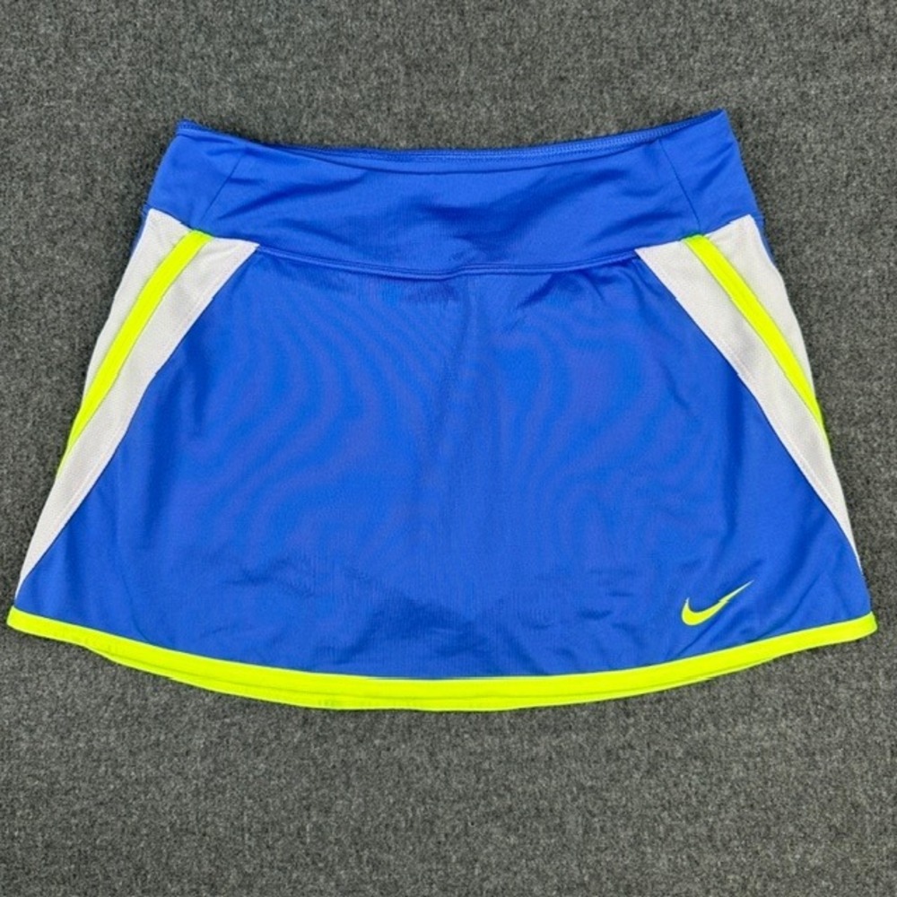 Nike Dri-FIT Women Blue Neon Yellow Mesh Tennis Skort Skirt Small RN56323